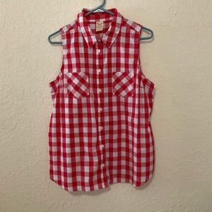 Red & White Checkered Tank Button Down